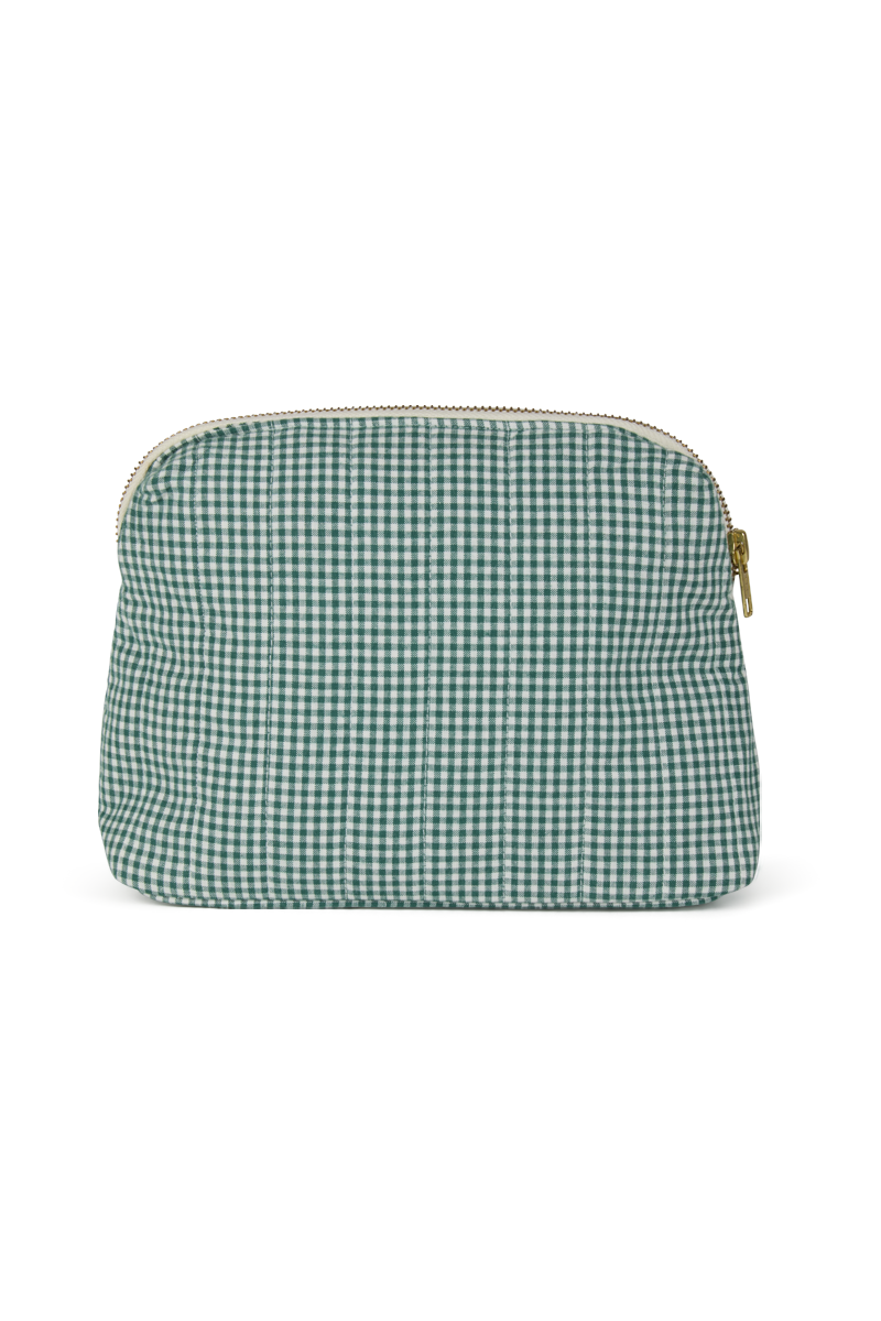 anja accessories the green gingham toiletry bag behind