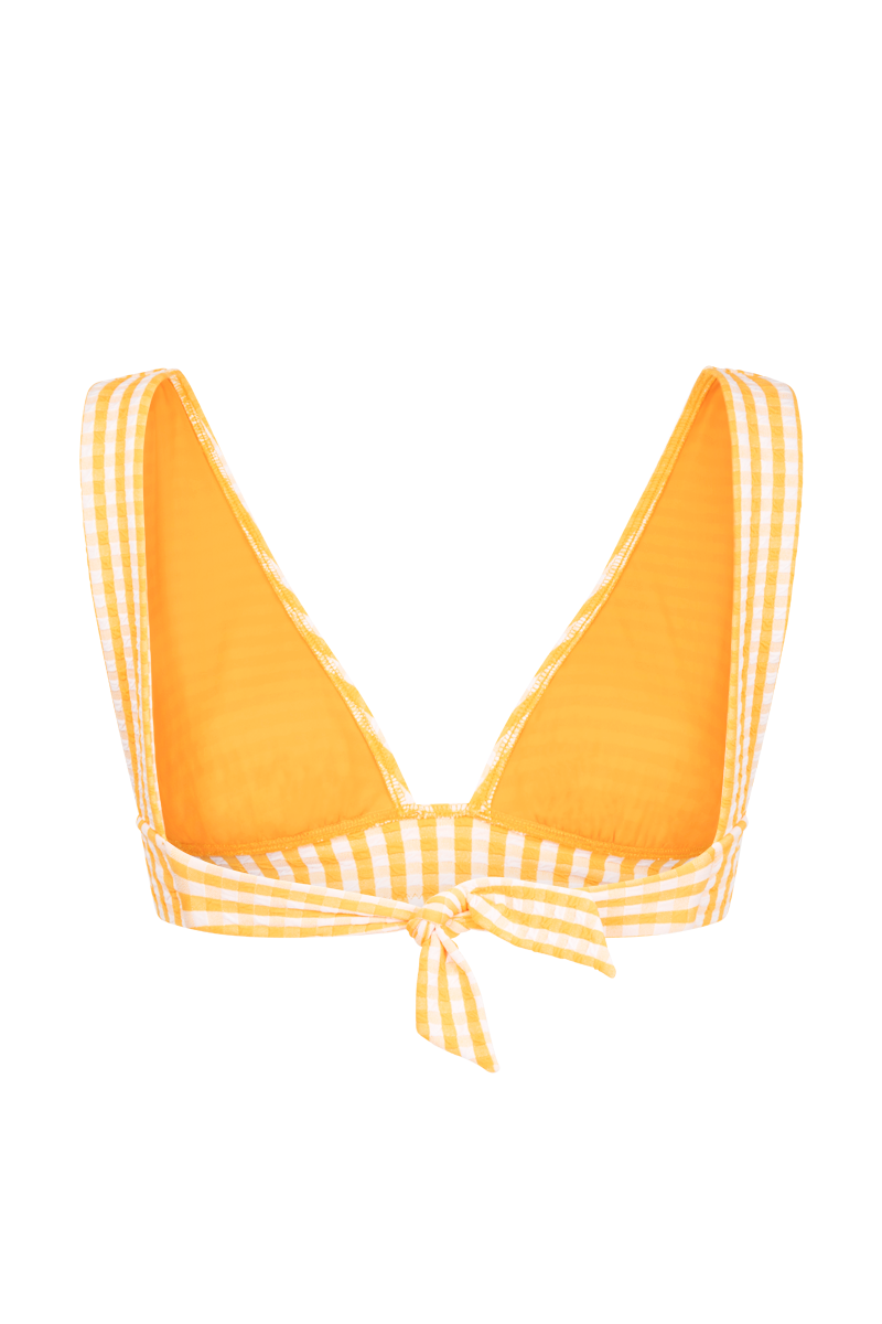 anja bikini top scarf l'ensorcelant yellow gingham behind