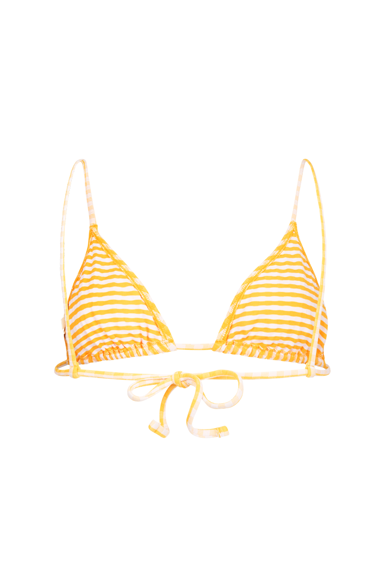 anja triangle bikini top sparkling yellow gingham behind
