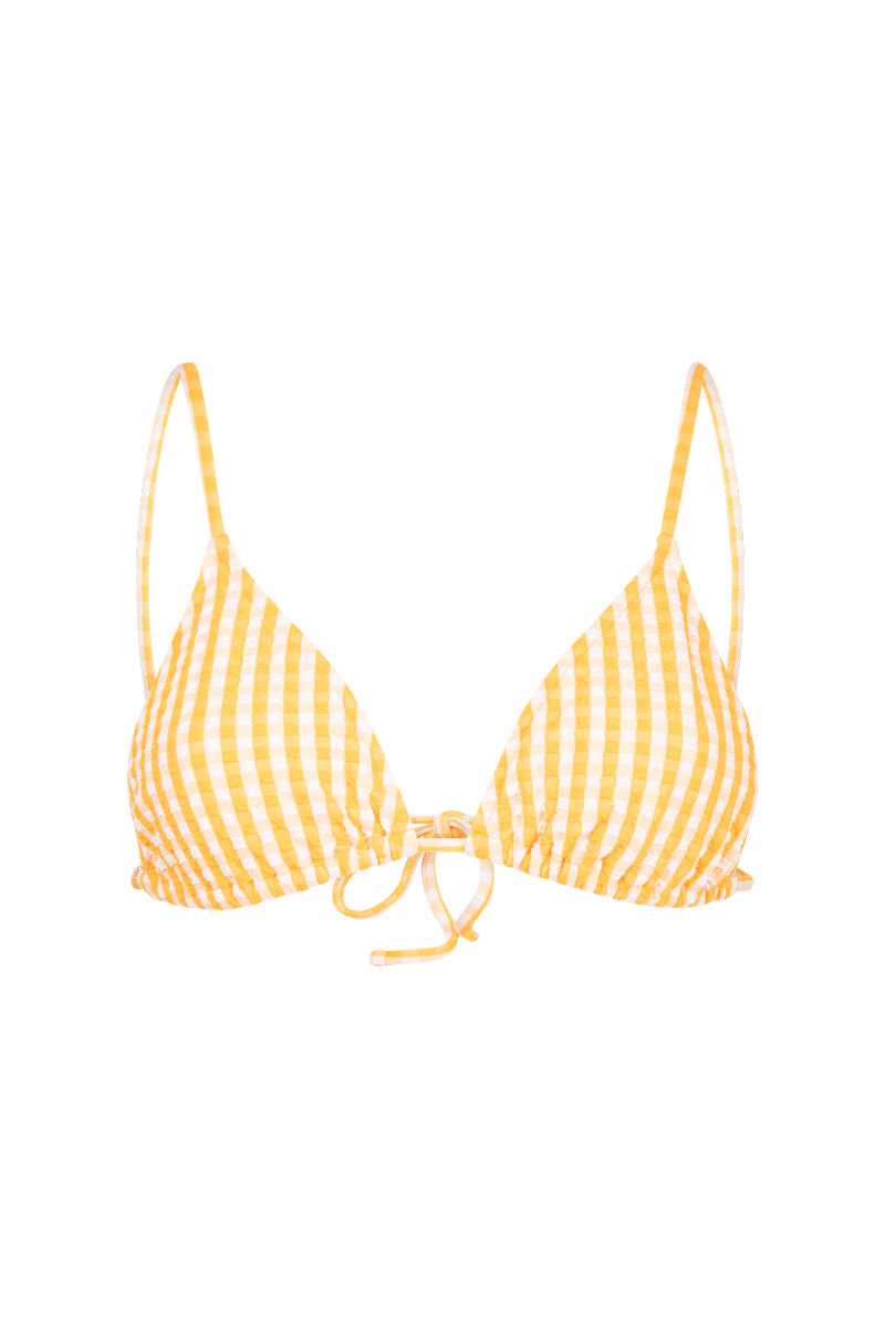 anja triangle bikini top sparkling yellow gingham front