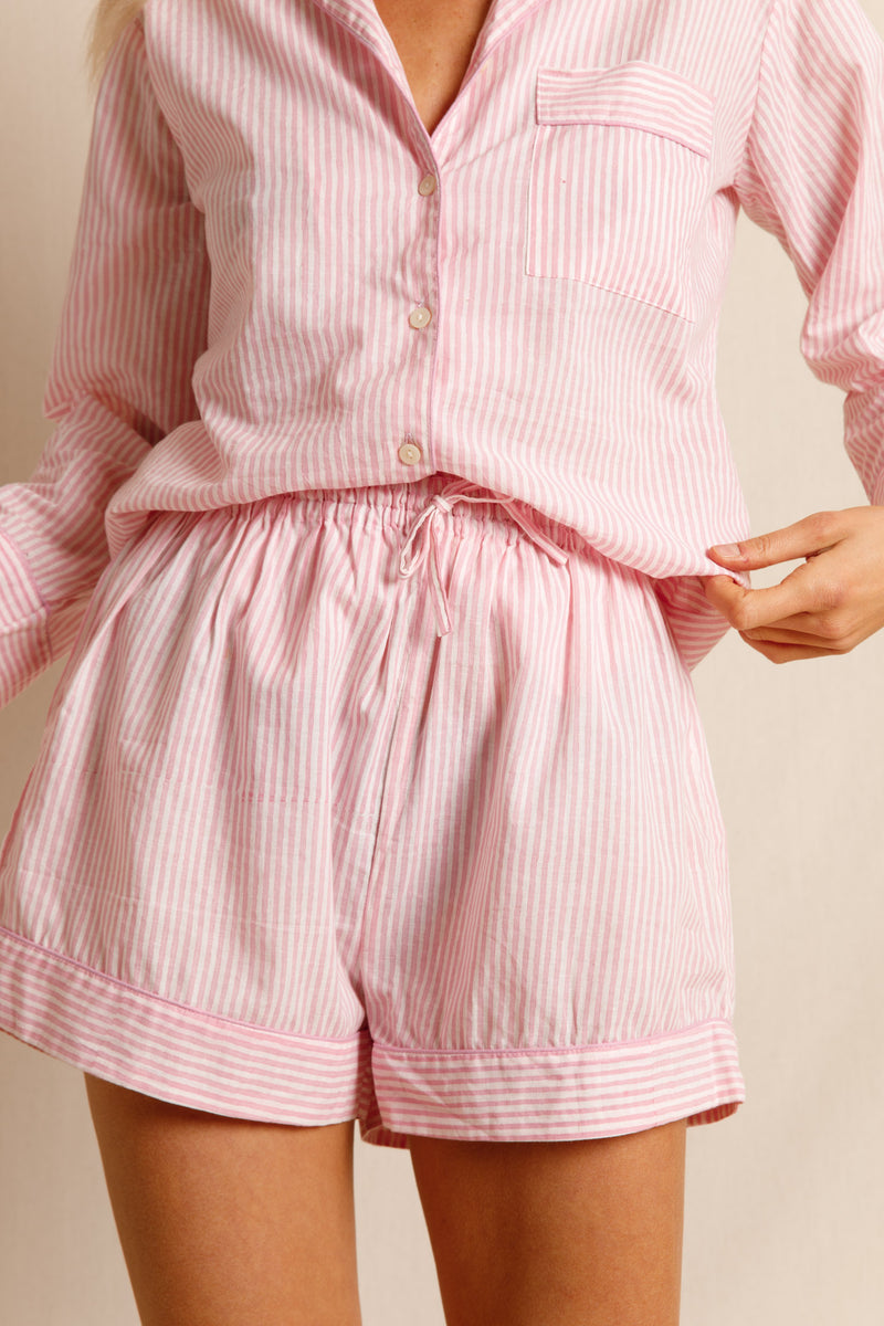 anja x baba ready-to-wear pink striped pyjamas close-up