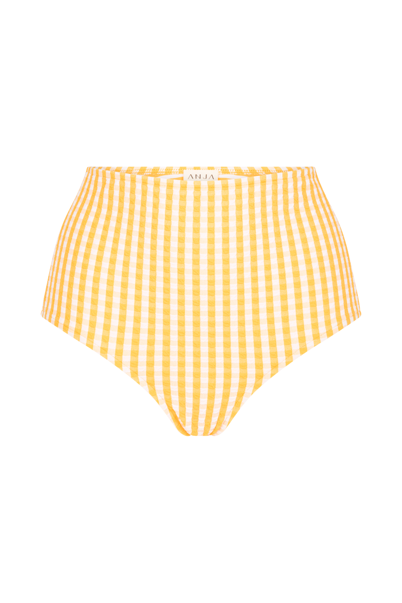 anja bas bikini culotte haute la magnétique vichy jaune devant