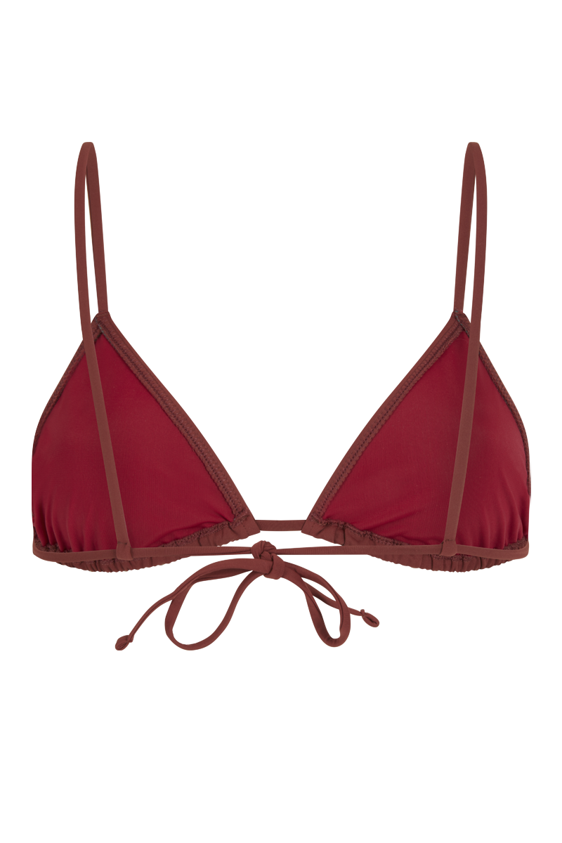 anja triangle bikini top sparkling terracotta behind