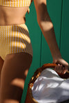 anja bikini bottom bikini high-waisted bikini bottom la magnétique  vichy  yellow vu details