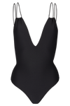 swimsuit very elegant black one-piece bathing suit, with a large back neckline, adjustable thanks to its little bows